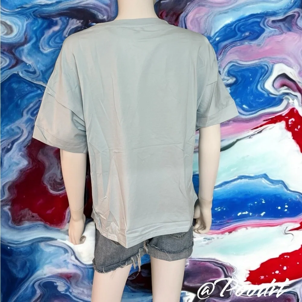 Oversized tinsel American flag tee S M L XL 2XL - Picture 5 of 8